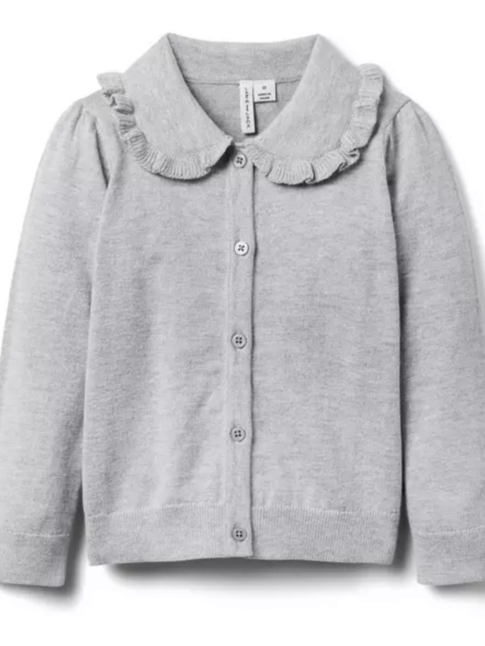 Janie and Jack Light Gray Ruffle Collar Cardigan Size 4